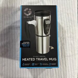 Smartgear 12 Volt Digital Heated Travel Mug Stainless Steel Car Charger New
